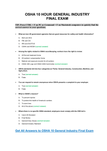 OSHA 10 General Industry Final Test Answer Key CS