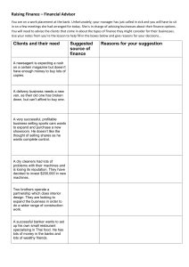 Choosing Finance Sheet