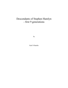 Stephen Hamlin, Immigrant & Descendants; First 9 Generations