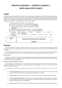 TVL module 1 in practical research