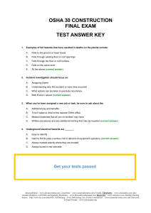 OSHA 30 Construction Final Test Answer Key Online Test