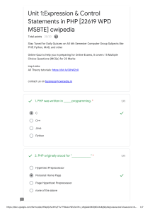 Unit 1 Expression & Control Statements in PHP [22619 WPD MSBTE] cwipedia