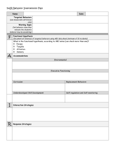 FAIR Behavior Intervention Plan