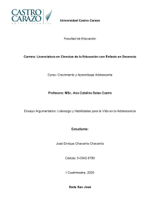Ensayo Argumentativo - Liderazgo y Habilidades para la Vida