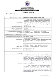 ESP TRAINING DESIGN MID-YEAR INSET 2022