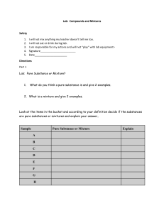 Pure Substance Compounds and Mixtures Lab