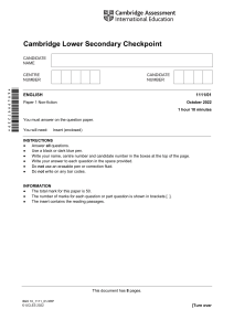 cambridge lower secondary 1111/01 2022