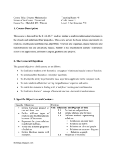 Math Ed 475 Discrete Mathematics  ( ICT VII)