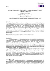 Teaching speaking in EFL classroom